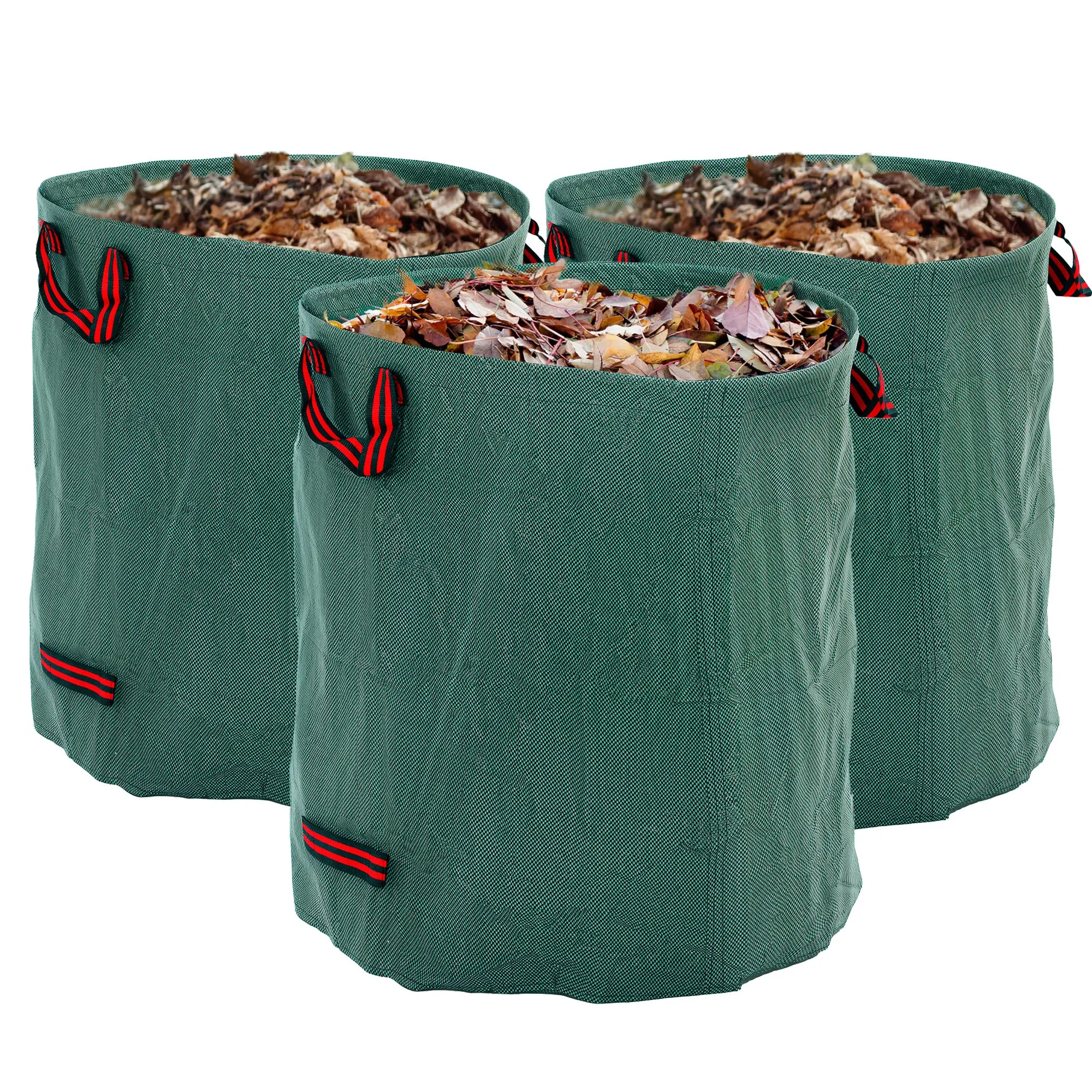 Outsunny set van 3 tuinzakken, 272 liter, versterkte afvalzakken met flexibele handvatten en ringen, duurzaam, opvouwbaar en herbruikbaar.