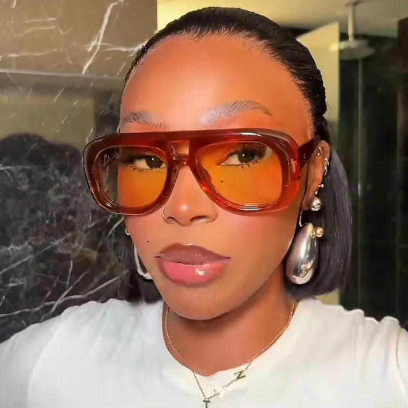 New Double Beam Anti Light Sun Glasses Personalized PC Frame Retro Sunglasses Y2K UV400 Outdoor Glasses Female view 2