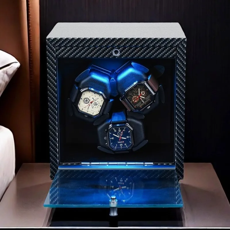 Carbon Fiber 3 Slot Watch Winder Automatic Movement Wristwatch Winding Device Large Watches Winding Machine Men's Watch Winders