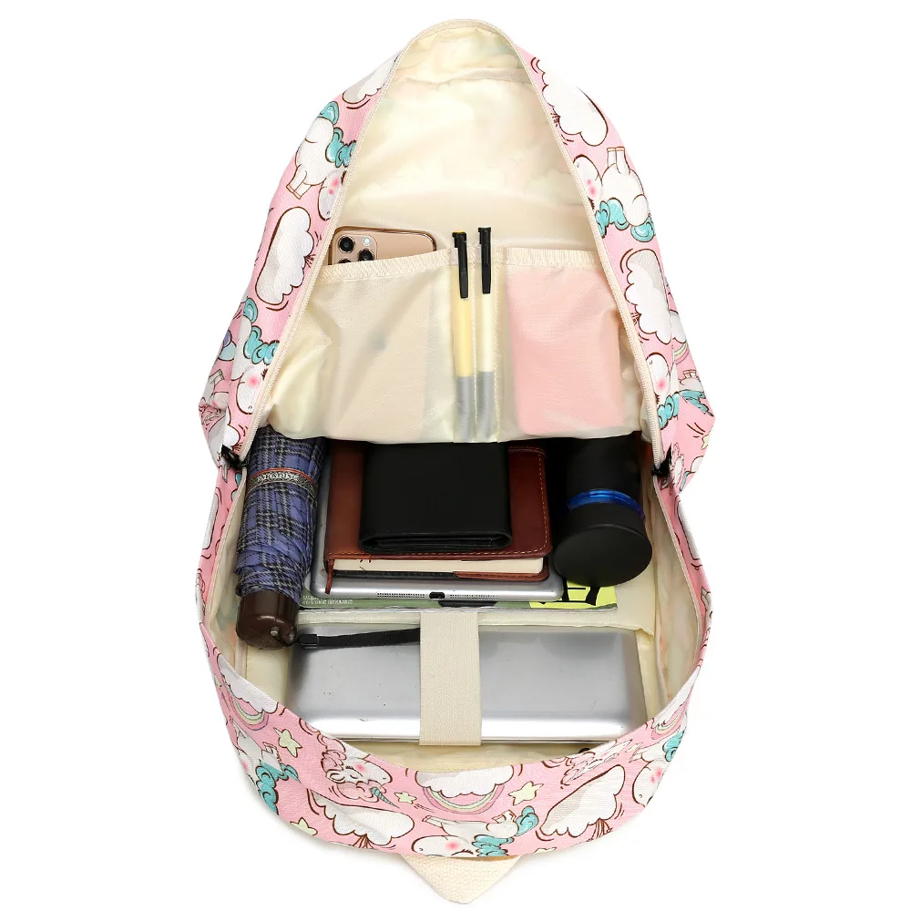 3pcs New Unicorn Primary School Backpack Teenagers School Bag Student Children's Lunch Bag Pencil Case