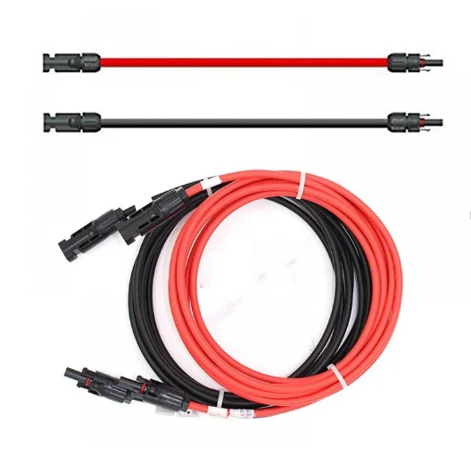 1M 3M 5m  TUV Solar PV CONNECTOR WIRE Cable  4mm2 6mm2 with connector Tinned-Copper Conductor 10 12 14AWG