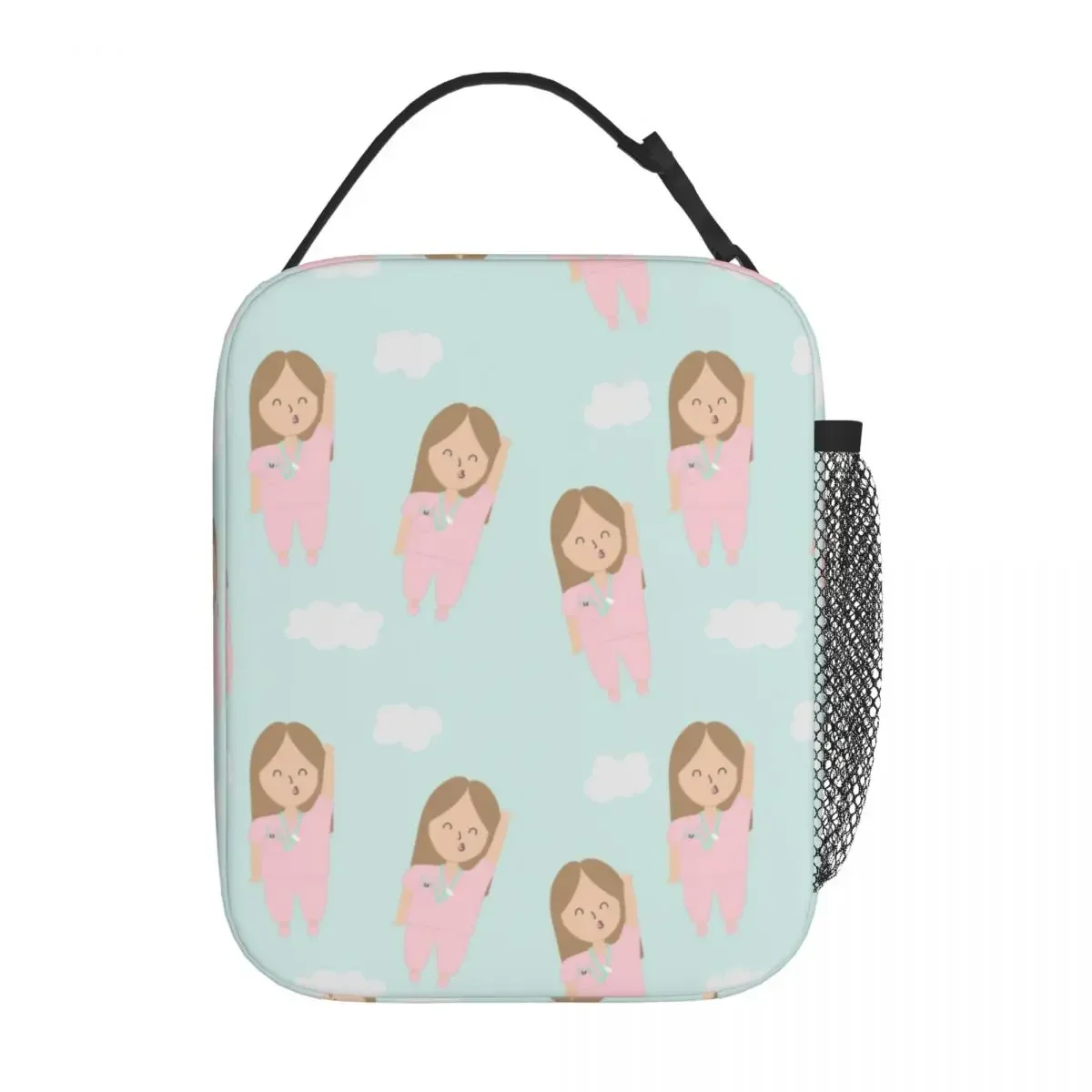 Cartoon Ladies Nurse Insulated Lunch Bag For Travel Enfermera En Apuros Storage Food Boxes Portable Thermal Cooler Lunch Boxes