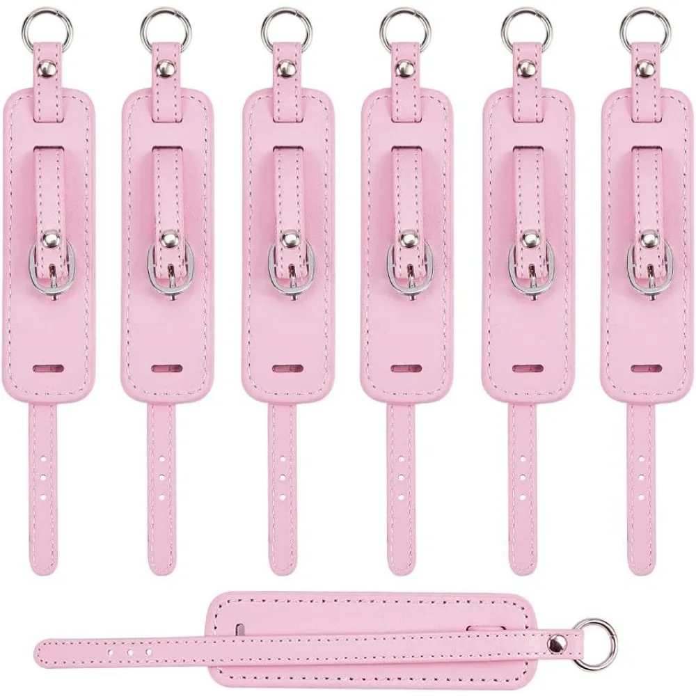 

7pcs Pink Portable Leather Earring Holders PU Leather Keychain Hoop Earrings Blank Holder Organizer Imitation Leather Key