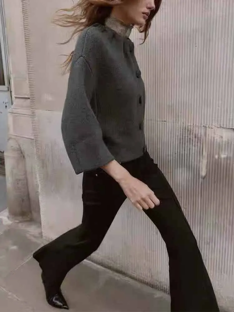 

European and American style winter new arrivals fashionable women's clothing design versatile blended fabric short coat