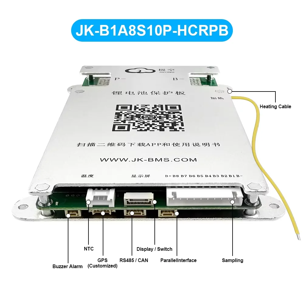JIKONG الذكية BMS JK-B2A8S20P-HCRPB التوازن النشط لبطارية 8S 20S 100-300A مع RS485 الحرارة يمكن الطنان المتوازي Lifepo4 ليثيوم أيون