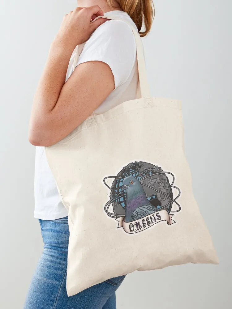 

Queens NYC Pigeon and Unisphere Tote Bag shopper bags shopping bag shoping bag Fabric