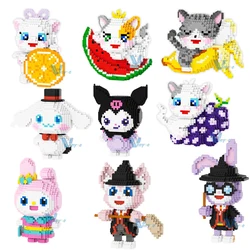 Kawaii Magician StellaLou LinaBell Building Blocks Cinnamorol Assembled Mini Brick Fruit Orange Cat Figure Toys For Kid Gift