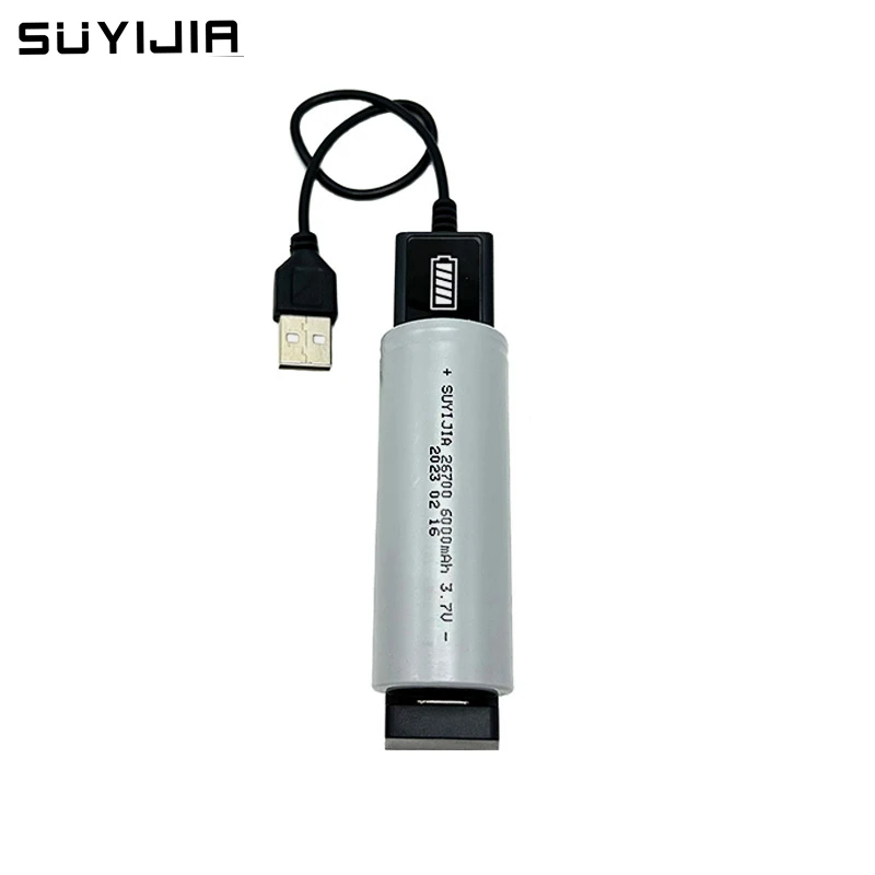 26700 3.7V6000mAh Rechargeable Lithium Battery Flat Head Suitable for DIY Electric Bicycles Scooters Solar Batteries Power Tools