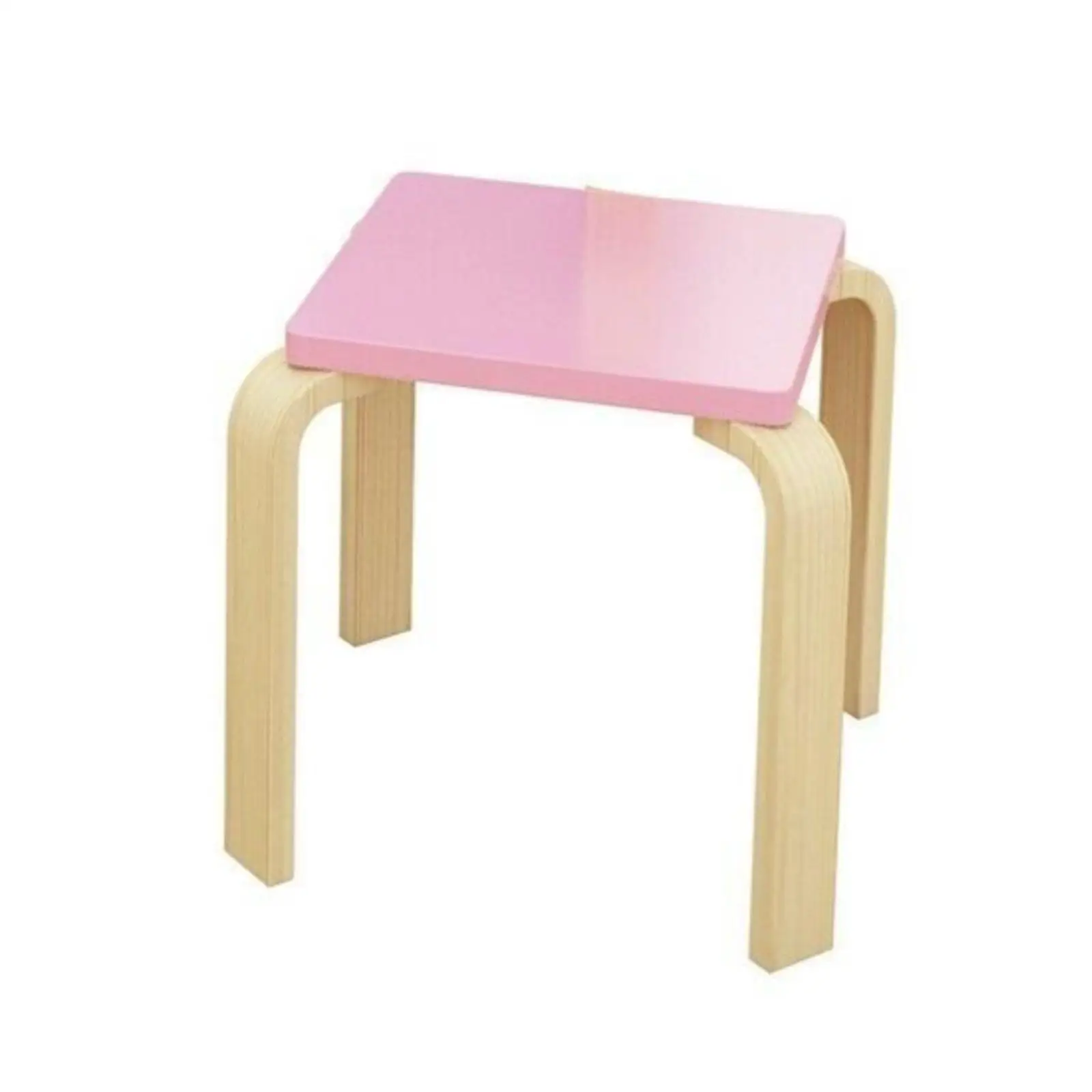Pink Seat Stool Wood Kids Stool Curved Legs Children's Furniture