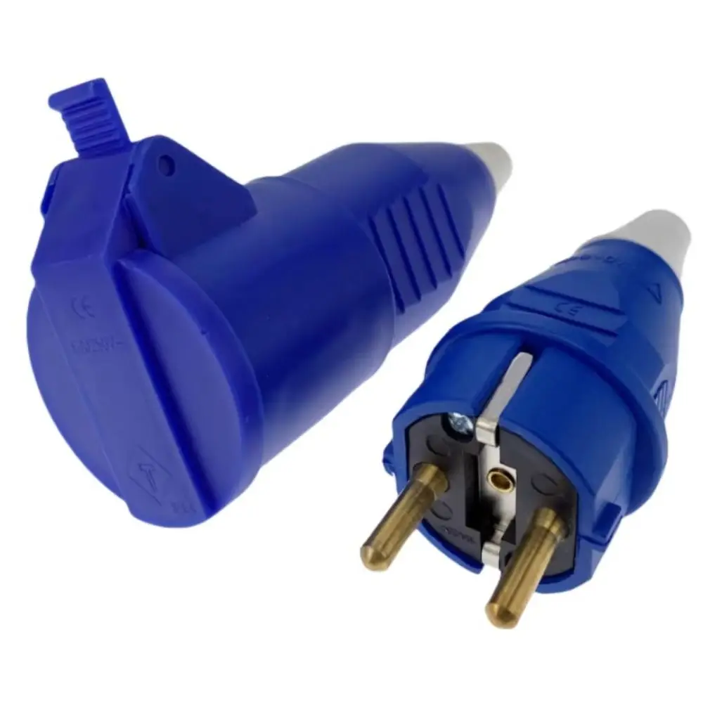 2024 قابلة لإعادة الأسلاك الاتحاد الأوروبي ذكر التوصيل انفصال 2Pin محول مأخذ التوصيل IP54 تمديد الحبل أنثى Schuko