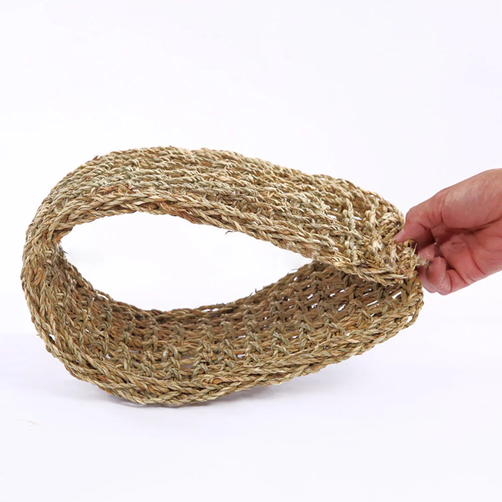 

1pc Handmade Woven Lizard Hammock Natural Sea Grass Pet Mat Light Brown Reptile Lizard Hammock For Bearded Dragon Geckos Cat