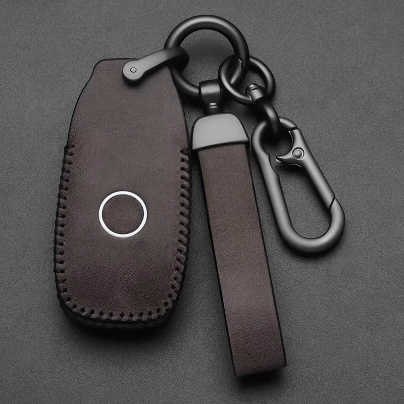 For Mercedes-Benz E300L GLE350 C260L GLB220 GLA200 GLC300 Key Case Genuine Leather Metal Key Fob Cover Shell 2026