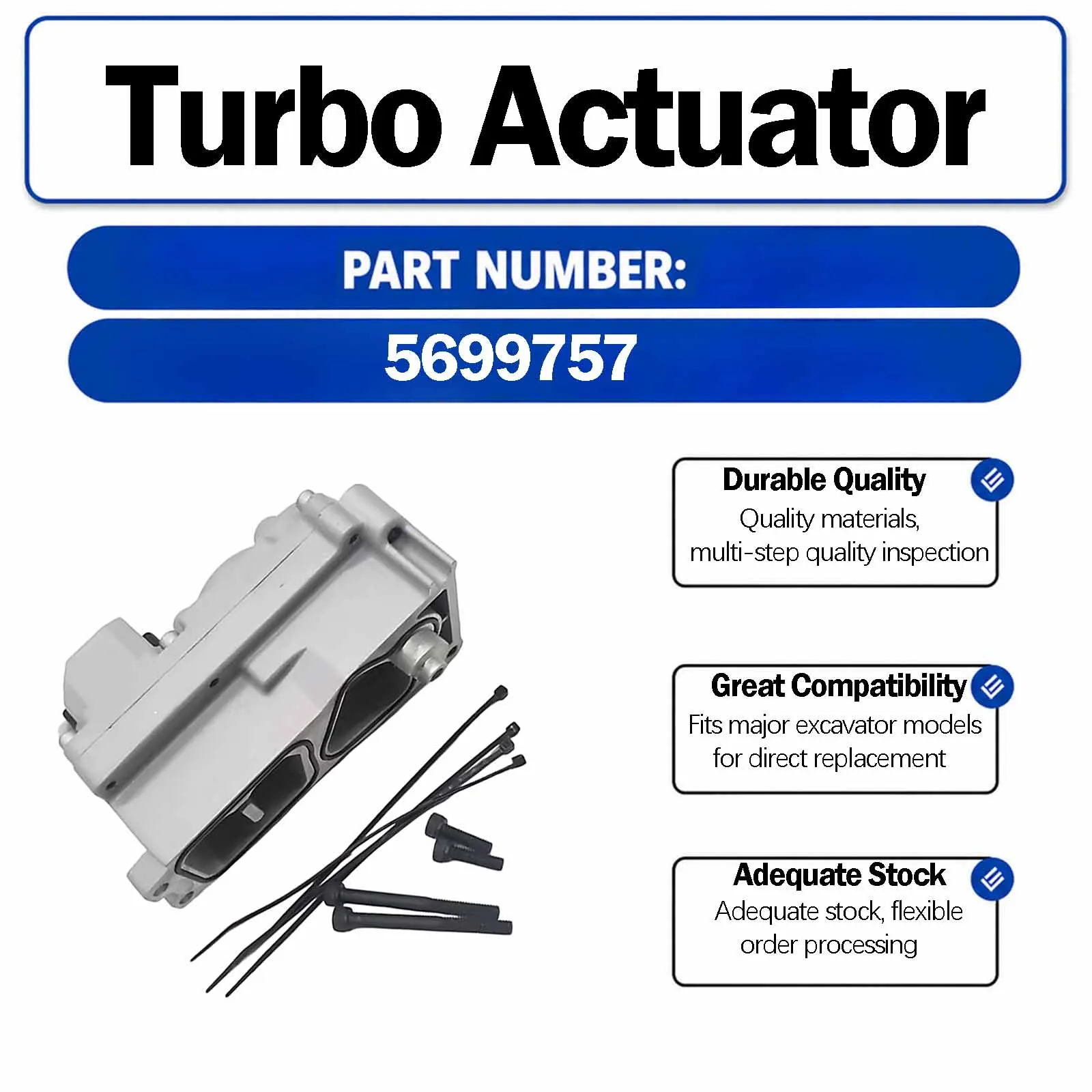 12V Turbo Eletronic Actuator 5699757 For Paccar  MX-11 MX-13 Engine  HE300 Series (With cooling water holes)