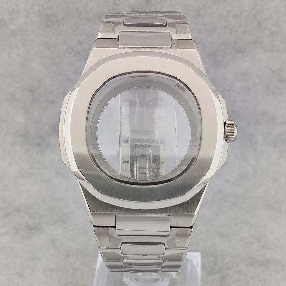 스테인레스 스틸 사파이어 유리 방수 시계 케이스, 나비 버클 스트랩, NH35 NH36 무브먼트에 적합, 41mm 케이스