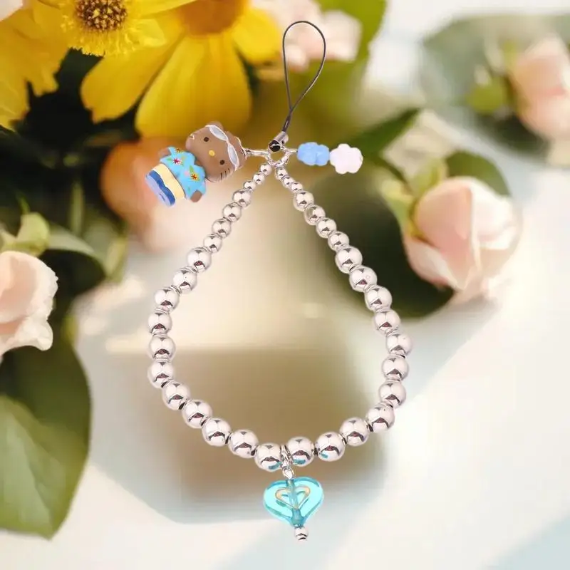 เชือกคล้องโทรศัพท์ HelloKitty Y2K น่ารักพร้อมห่วงโซ่โทรศัพท์ลูกปัด พวงกุญแจ จี้กระเป๋า; สายรัดข้อมือป้องกันการสูญหายสําหรับของขวัญสําหรับเด็กผู้หญิง