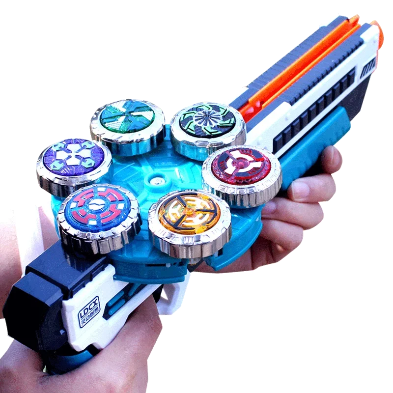 Genuine Smart Creativity Magic Gyro 4 Toy Boys and Children's Six Shot Gun Thunder Shadow Spinning Battle Against Tora