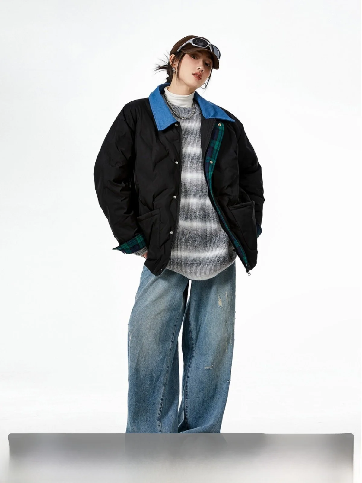 

Ich Mode American Retro Cotton Jaet Women's Lightweight Cotton Coat Fall Winter New Sle Loose Fit Long Sve Regular Length