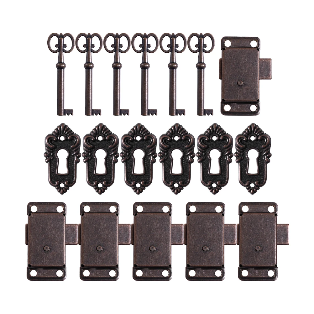 

6 set 6 Sets Furniture Locks Durable Metal Latches for Jewelry Gift Box Box Toolbox Wooden Furniture Drawer Cabinet Chests