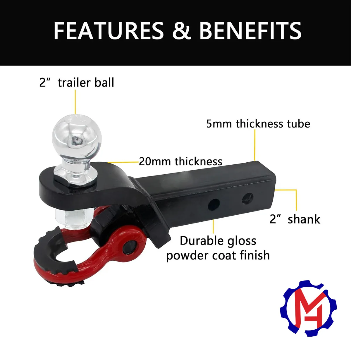 

Welded square tube towing, off-road vehicle with tongue, modified trailer arm, trailer ball, trailer traction