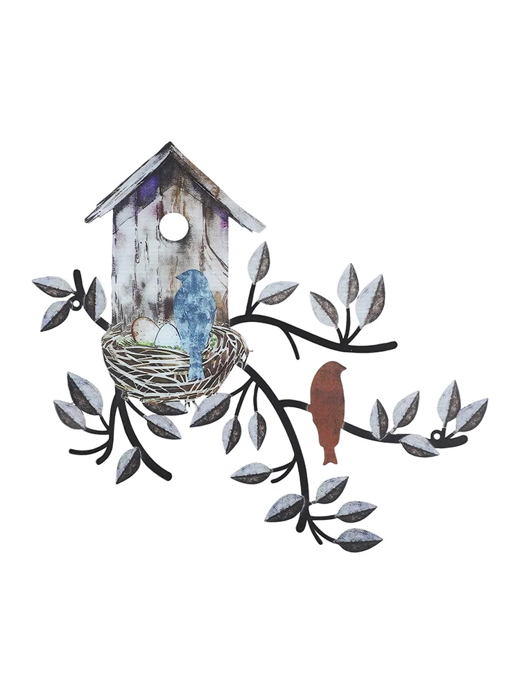 Architectural Metal Tree Wall for sculpture with Birdhouse Integration for Garden Wall Fence Post or Entryway Styling