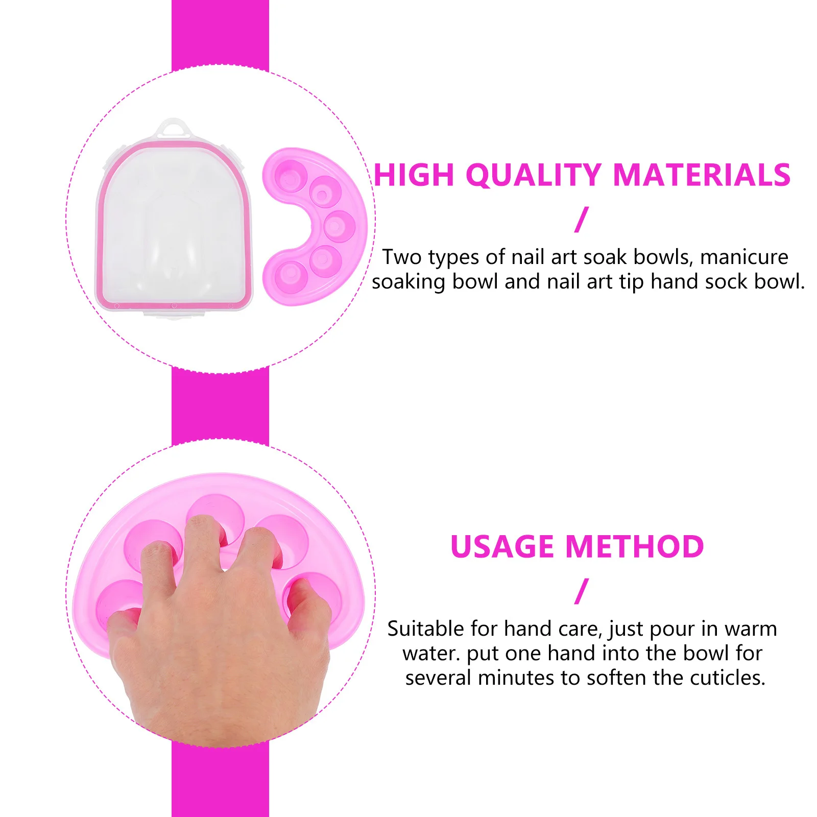 2 قطعة وعاء نقع الأظافر مادة ممتازة أداة مانيكير محمولة لإزالة العلاج والتغذية 120 مللي وعاء نقع الأظافر