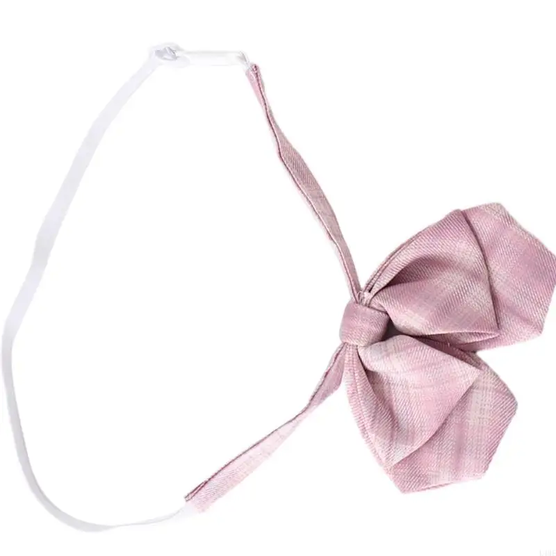 L4me Polyester Silk Pre-Tied Tie Bowknot Sweet Pink Geroolde stropdas Japans JK Girl School Student Uniform Bowtie Neckleding