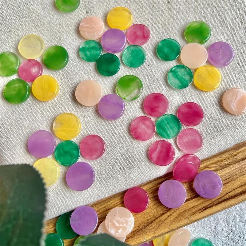 

Wholesale 100pcs/lot 14mm 16mm color print geometry rounds shape resin cabochon beads diy jewelry garment hair accessory