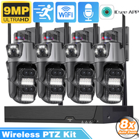 9MP HD Wireless IP Camera Set 8X Zoom Dual Lens Security Proction PTZ WIFI Camera 8CH 5MP NVR Video Surveillance Kit ICSEE 4CH