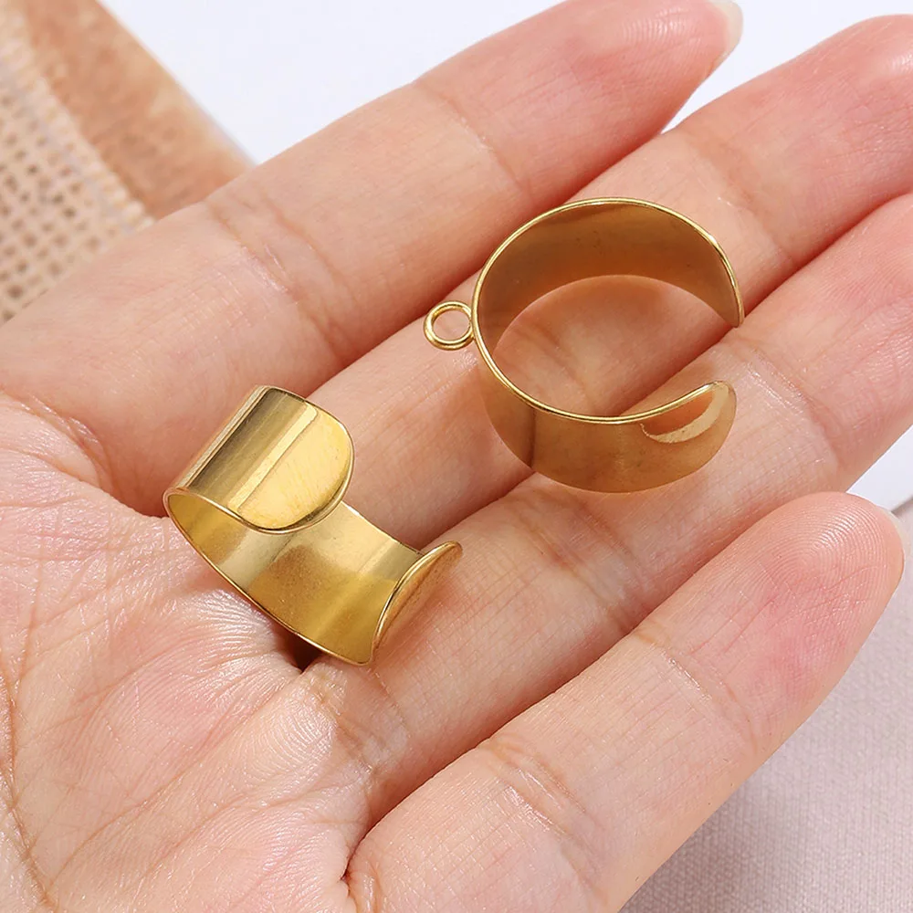 

10Pcs 304 Stainless Steel Open Rings Gold Color U-Shaped With Open Loop 6mm 10mm for Men Women Diy Rings Jewelry Making Supplies