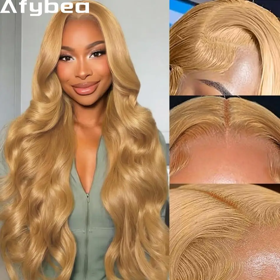 

Body wave Honey Blonde Wig Human Hair 13X6 Hd Lace Frontal Wig Colored 27 Transparent Lace Front Wig 260 Density For Women 30 In