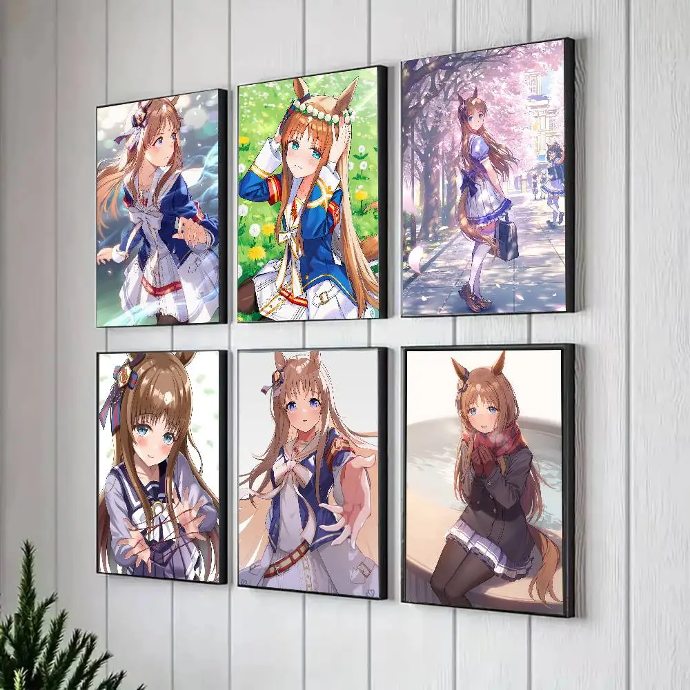 Grass Wonder Anime Umamusume Poster Art Sticky Wall Waterproof Home Living Room Bedroom Bar Aesthetic Decoration