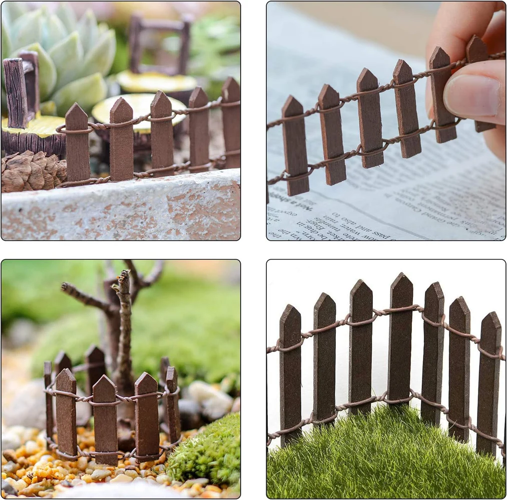 100x5cm Mini Wooden Fence Miniature DIY Fairy Garden Accessories Wood Barrier Dollhouse Showcase Craft Home Terrarium Decoration