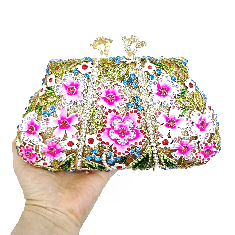 

3D Flower Women Crystal Evening Clutch Diamond Purse Bag Evening Bags Wedding Bride Rhinestone Purses Party Dinner Gems Handbags