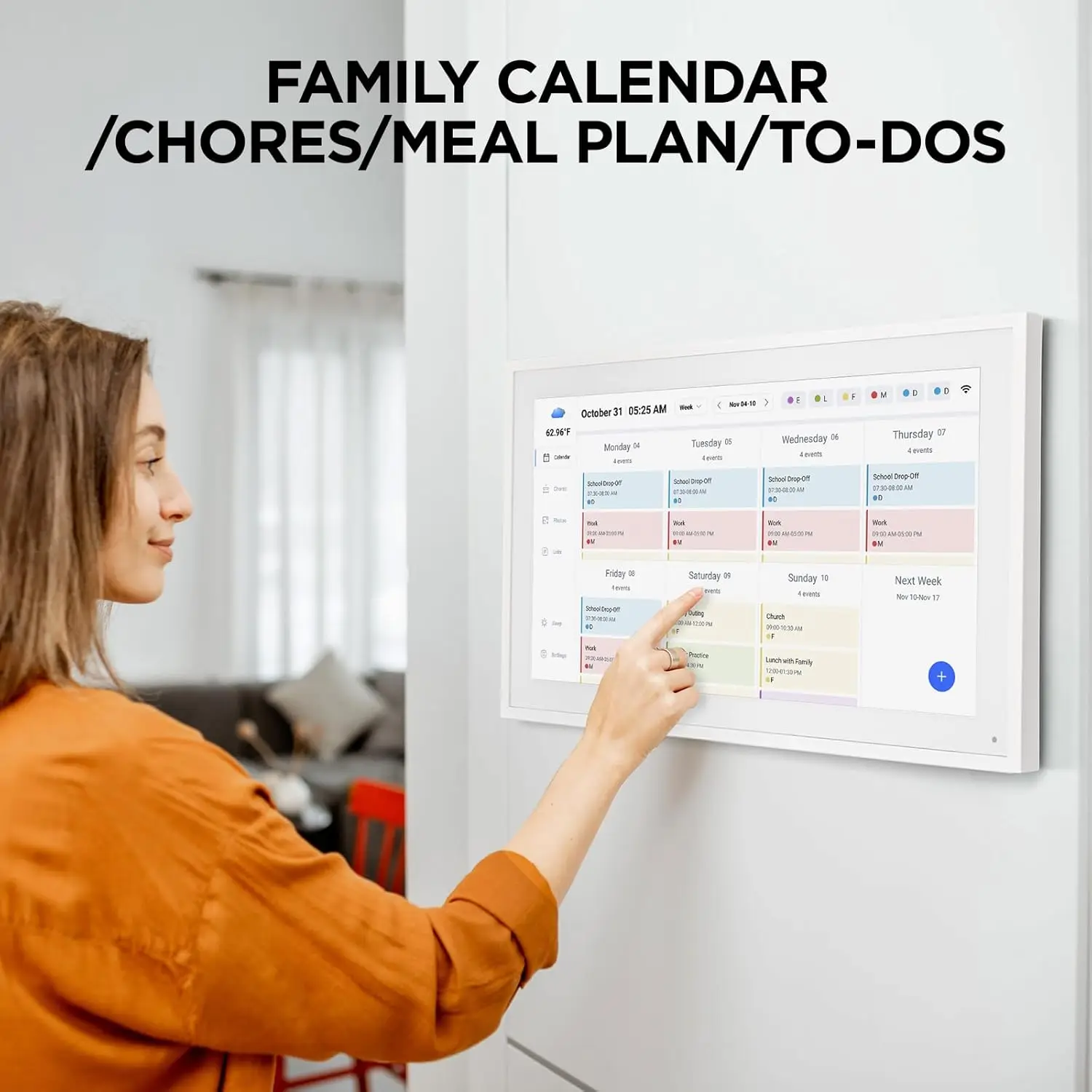

21.5 Inch Smart Digital Calendar, Wall Electronic Calendar, 1920 * 1080 IPS Full HD Touch Screen Display for Family Meal Planner