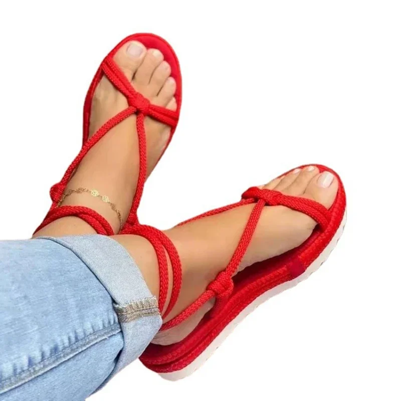 

Women Sandals Platform Wedge Sandals Summer Solid Color Plus Size Slippers Women Woven Shoes Sandalias Mujer Verano Plataforma