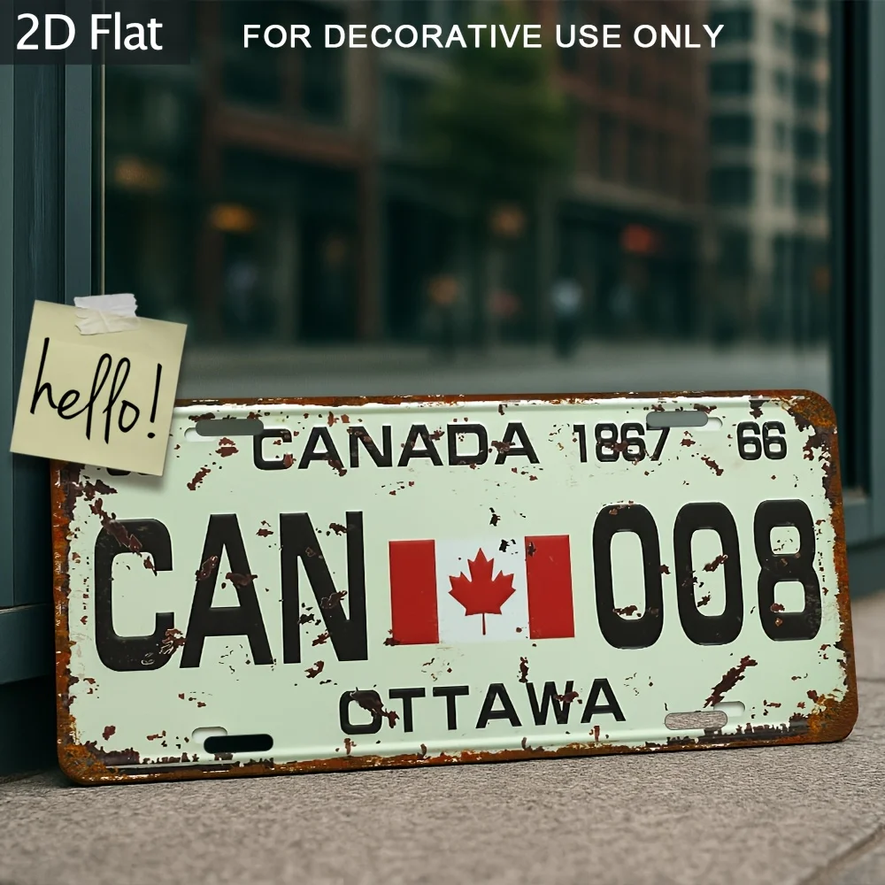 Canada Ottawa CAN 008 Vintage License Plate Style Aluminum Metal Sign Retro Canadian Maple Leaf Souvenir Wall Art Decor for Home