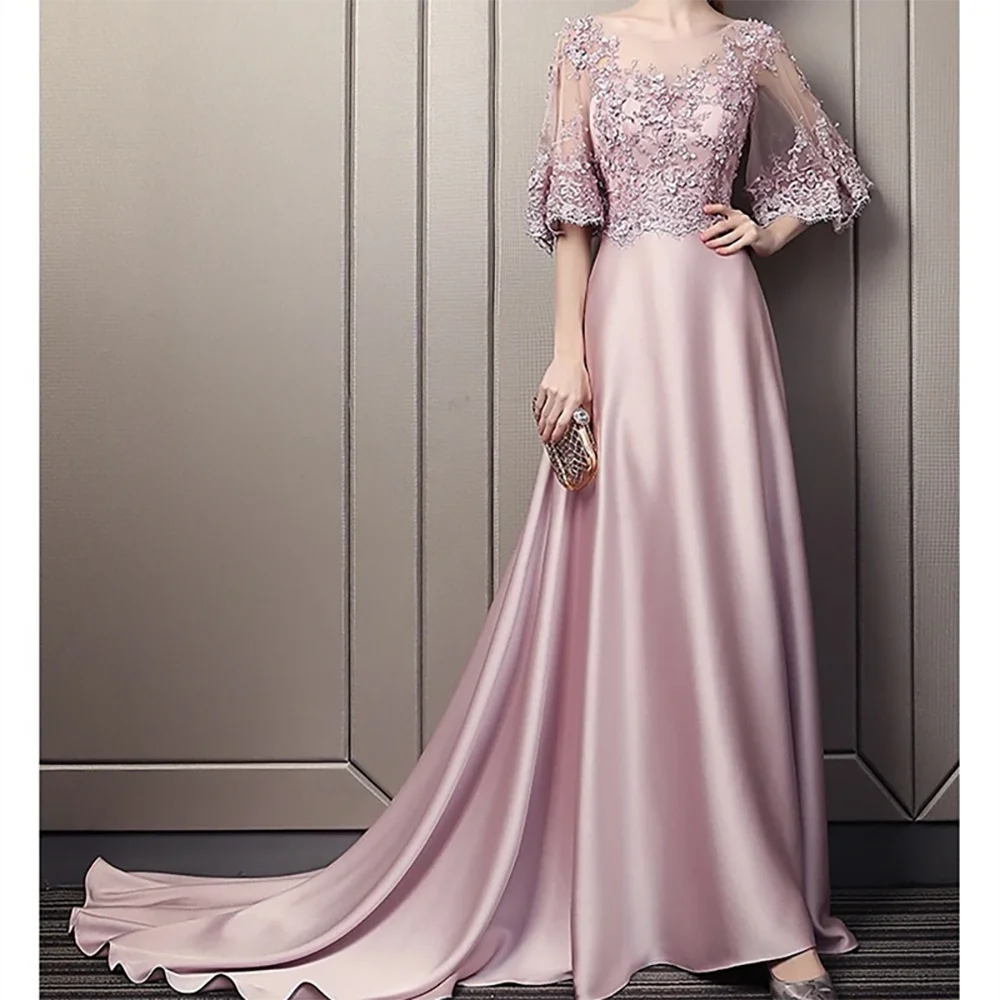 

Classic O-Neck Appliquins Lace A-Line Mother Of Bride Wedding Dresses Bridal Gowns Customized