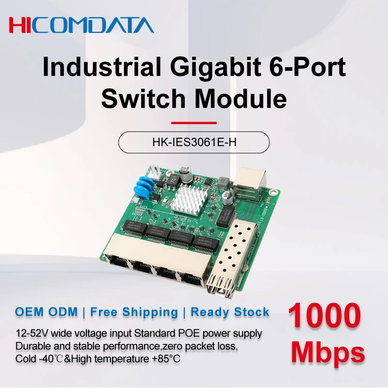 

Gigabit Industrial 6-Port Switch Module Standard POE Power Supply SFP Optical Port Electrical Port Multiplexing Mainboard