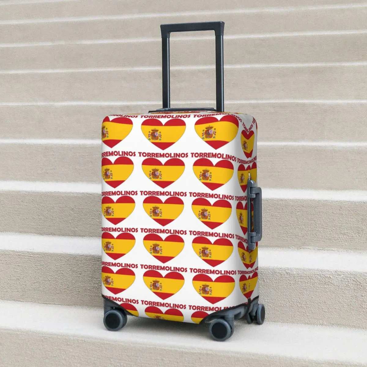 Cuore Bandiera Amore Torremolinos Spagna Protezione per valigia Coperture protettive per bagagli da viaggio elastiche per 18-32 pollici
