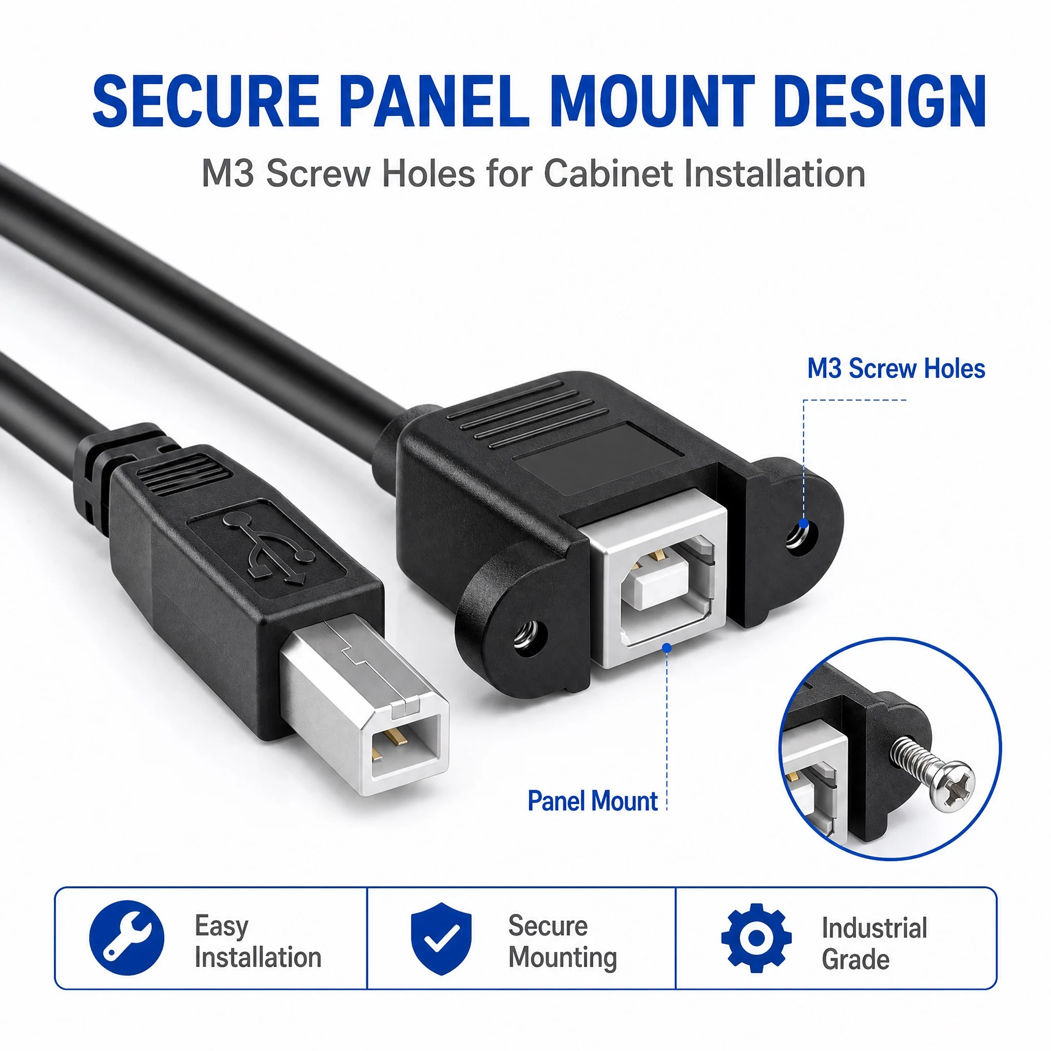 USB 2.0 Type‑B Male To Female Printer Extension Cable Pure Copper Double Shielding for Scanner MIDI Printer Data Cable
