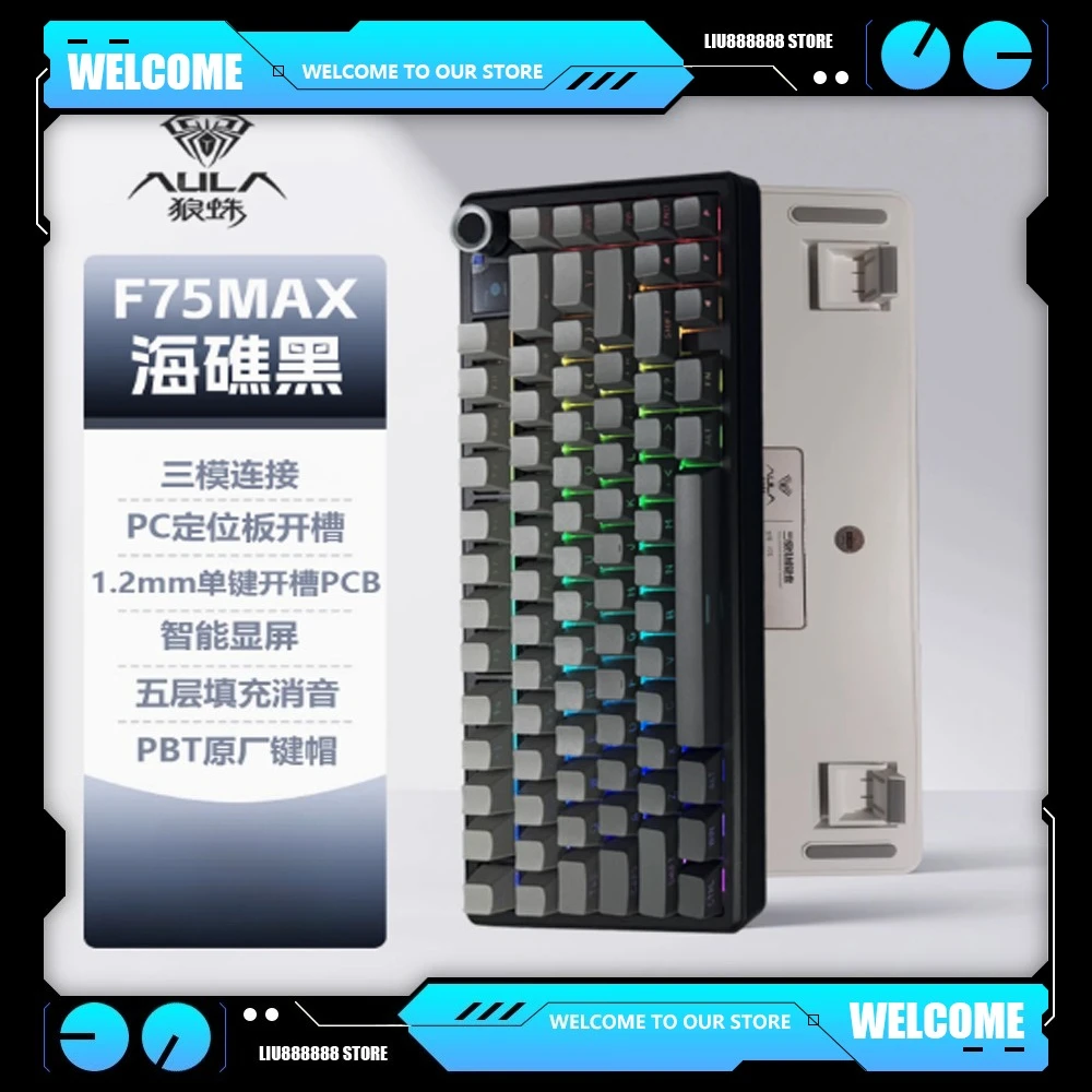 

AULA F75 MAX NEW Gaming Mechanical Keyboard E-sports Keyboard 75% Wired/Bluetooth/2.4G Hot-Swap RGB with TFT Screen for PC/Mac