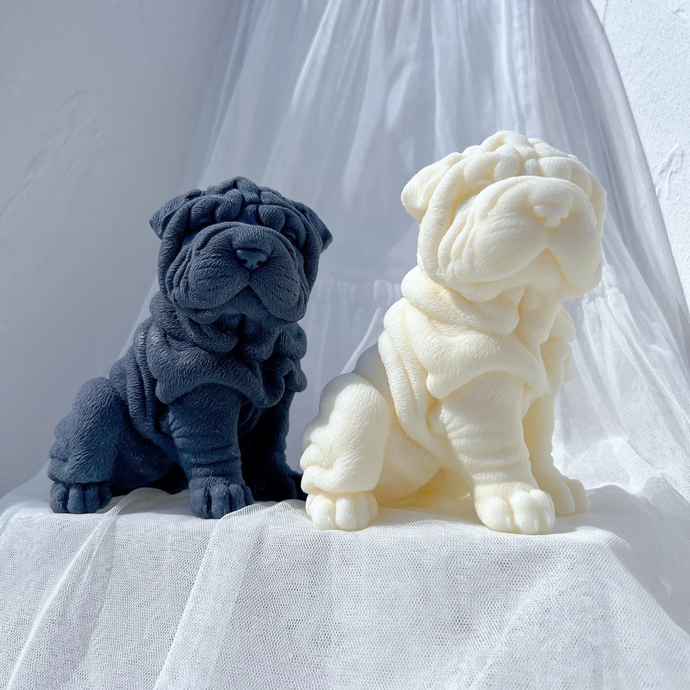 

Shar Pei Dog Puppy Candle Mold Animal Puppies Soy Wax Silicone Mould Dog Lover Home Decor