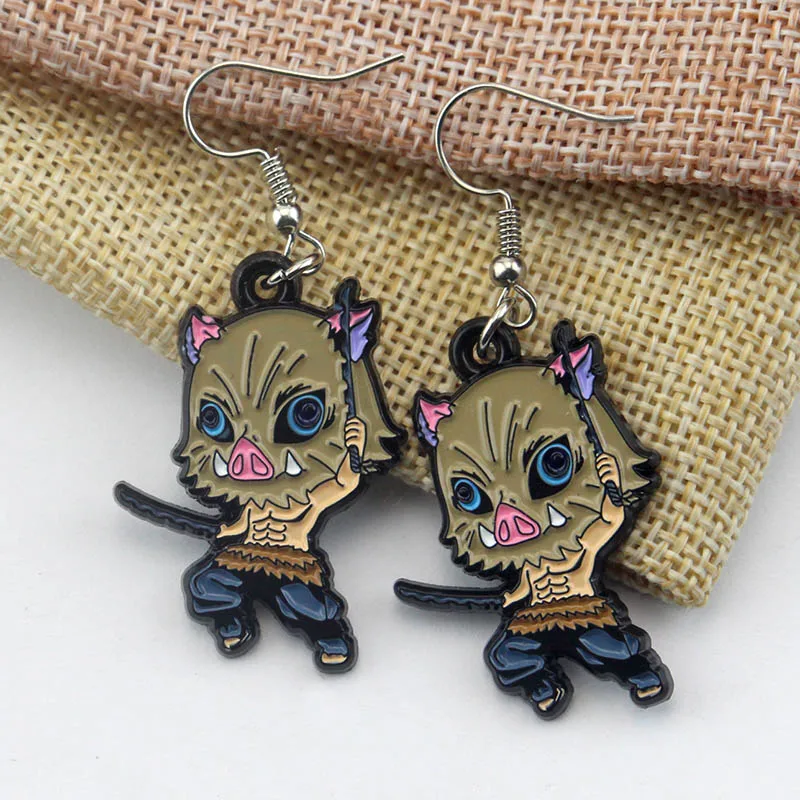 Anime Demon Slayer Earrings Wholesale Cosplay Prop Kimetsu No Yaiba Tanjirou Kamado 1 Pair Character Roles Trendy Jewelry