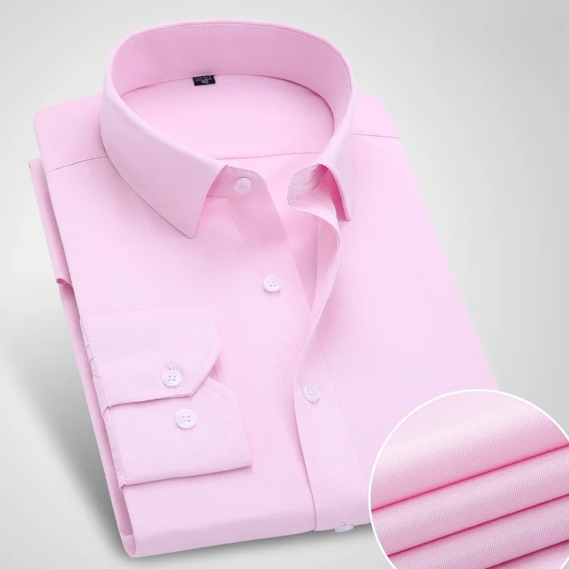 Camisas de vestir de alta calidad para hombre, camisa blanca Formal de negocios a rayas lisas ajustadas de manga larga, ropa Social con bolsillo para hombre 7XL