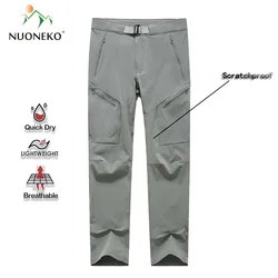 NUONEKO-pantalones de senderismo de secado rápido para hombre y mujer, pantalones Cargo tácticos a prueba de viento para exteriores, transpirables, escalada de montaña, Verano