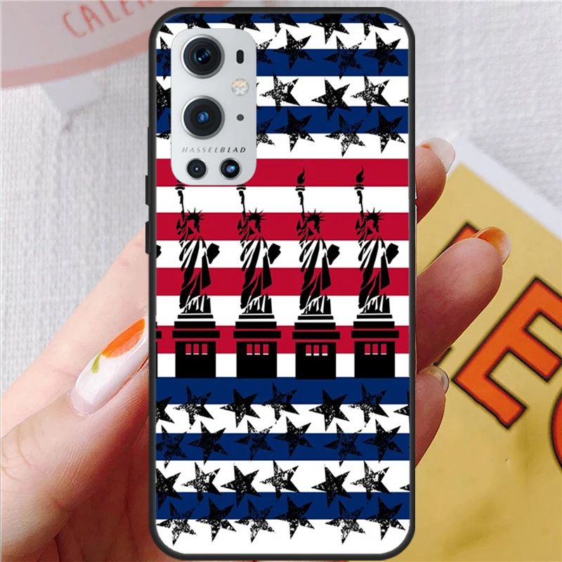 America USA Flag Statue of Liberty Case For OnePlus 10 8 9 Pro 8T 9R 9RT 10T Cover For OnePlus Nord 2 2T N10 N100 N20 N200