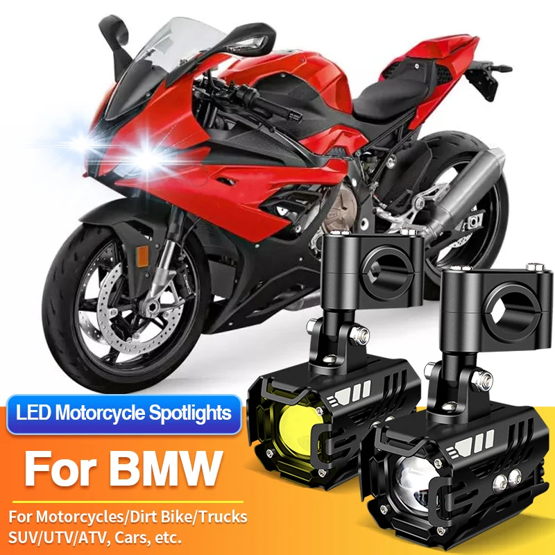 

1/2PCS LED Motorcycles Headlight Dual Color Spotlight Truck Car SUV ATV 12V for BMW S1000RR/S1000XR/K1600/R1200G/R1200GS/F800GS