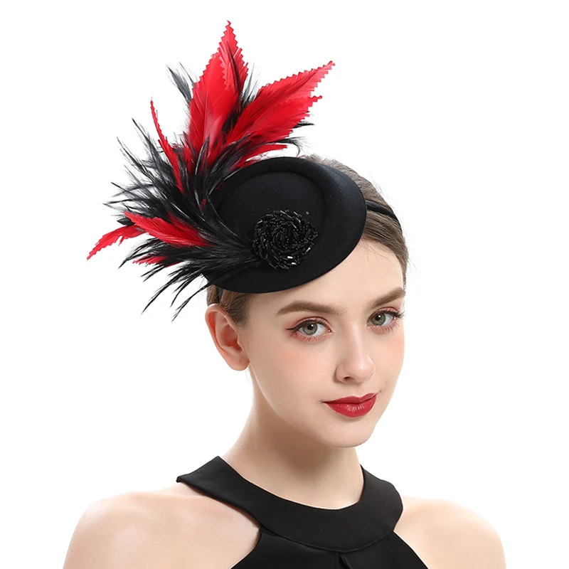 Chapéu de festa de chá fascinator chapéu para mulher kentucky derby fascinator grampo de cabelo pillbox chapéu pena fascinator bandana