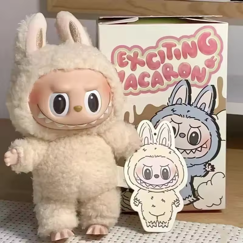 For Labubu Blind Box Anime Figure Have A Seat Series Pendant Flocking Model Toy Kawaii Monster Replica Keychain  Christmas Gift