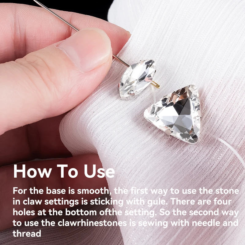 Mehrere Größen und Formen, zum Nähen, klares Kristallglas, silberne Krallenbasis, Strasssteine, DIY, Hochzeitskleid, Kleid, Kopfschmuck, Schmuckperlen, Diamant – Detail 8